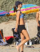 Alessandra Ambrosio Playing Volleyball on the Beach in Santa Monica