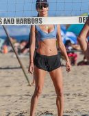 Alessandra Ambrosio Playing Volleyball on the Beach in Santa Monica