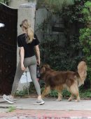 Amanda Seyfried walking her Dog in Los Angeles