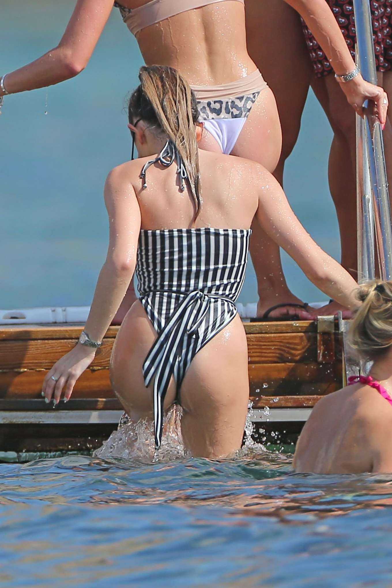Amber Davies Booty in Swimsuit in Ibiza