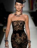 Bella Hadid See-Through at Moschino Fashion Show in Milan