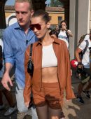 Bella Hadid Braless Underboob, Out in Milan