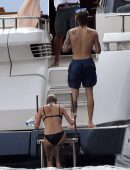Hailey Baldwin in Bikini with Justin Bieber at a Yacht in Italy