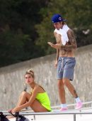 Hailey Baldwin in Bikini with Justin Bieber at a Yacht in Italy