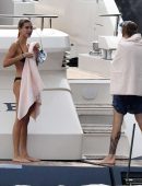 Hailey Baldwin in Bikini with Justin Bieber at a Yacht in Italy