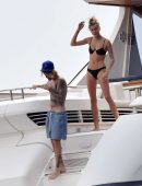 Hailey Baldwin in Bikini with Justin Bieber at a Yacht in Italy