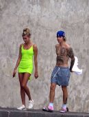 Hailey Baldwin in Bikini with Justin Bieber at a Yacht in Italy