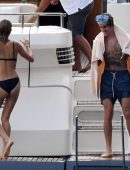 Hailey Baldwin in Bikini with Justin Bieber at a Yacht in Italy