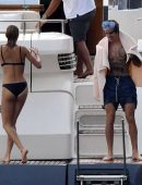 Hailey Baldwin in Bikini with Justin Bieber at a Yacht in Italy