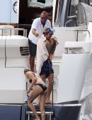 Hailey Baldwin in Bikini with Justin Bieber at a Yacht in Italy
