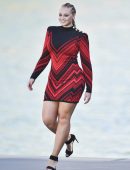 Iskra Lawrence walking on Runway during Le Defile L'Oreal, Paris Fashion Week