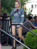Miley Cyrus Leggy in Shorts, Out in Nashville