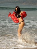 Natasha Blasick in Black Bikini at Malibu Beach
