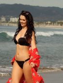 Natasha Blasick in Black Bikini at Malibu Beach