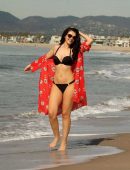 Natasha Blasick in Black Bikini at Malibu Beach