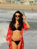 Natasha Blasick in Black Bikini at Malibu Beach
