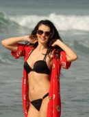 Natasha Blasick in Black Bikini at Malibu Beach