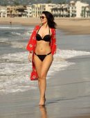 Natasha Blasick in Black Bikini at Malibu Beach