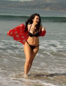 Natasha Blasick in Black Bikini at Malibu Beach