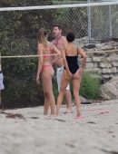 Nina Dobrev Playing Volleyball on the Beach in Malibu