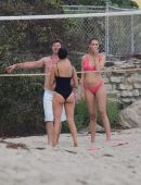 Nina Dobrev Playing Volleyball on the Beach in Malibu