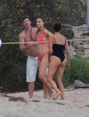 Nina Dobrev Playing Volleyball on the Beach in Malibu