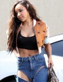 Tinashe Leggy in Revealing Denims in Los Angeles