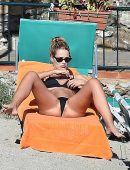 Yasmin Brunet in Black Bikini by the Sea in Portofino