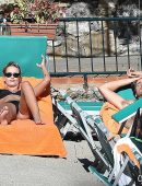Yasmin Brunet in Black Bikini by the Sea in Portofino