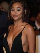Amandla Stenberg Cleavage at the European Premiere of 'The Hate U Give', 62nd BFI London Film Festival