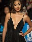 Amandla Stenberg Cleavage at the European Premiere of 'The Hate U Give', 62nd BFI London Film Festival