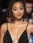 Amandla Stenberg Cleavage at the European Premiere of 'The Hate U Give', 62nd BFI London Film Festival
