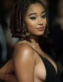 Amandla Stenberg Cleavage at the European Premiere of 'The Hate U Give', 62nd BFI London Film Festival