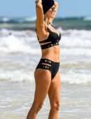 Ashley James Booty in Bikini at Beach in Spain