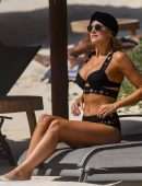Ashley James Booty in Bikini at Beach in Spain