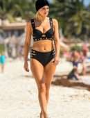 Ashley James Booty in Bikini at Beach in Spain