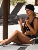 Ashley James Booty in Bikini at Beach in Spain