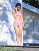 Bella Hadid in Bikini with Friends in a Hot Tub in Malibu