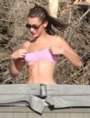 Bella Hadid in Bikini with Friends in a Hot Tub in Malibu