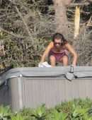 Bella Hadid in Bikini with Friends in a Hot Tub in Malibu