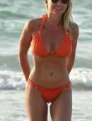 Billie Faiers in Orange Bikini on Holidays at Beach in Dubai