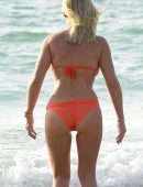 Billie Faiers in Orange Bikini on Holidays at Beach in Dubai