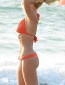 Billie Faiers in Orange Bikini on Holidays at Beach in Dubai