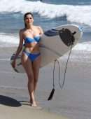 Blanca Blanco Booty in Blue Bikini on the Beach in Malibu