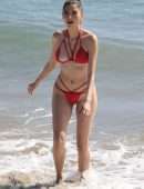 Blanca Blanco Booty in Red Bikini on Malibu Beach