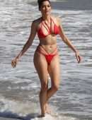 Blanca Blanco Booty in Red Bikini on Malibu Beach