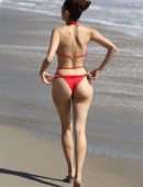 Blanca Blanco Booty in Red Bikini on Malibu Beach