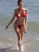 Blanca Blanco Booty in Red Bikini on Malibu Beach