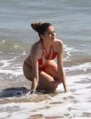 Blanca Blanco Booty in Red Bikini on Malibu Beach