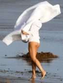 Chrissy Teigen for a Photoshoot on the Beach in Malibu